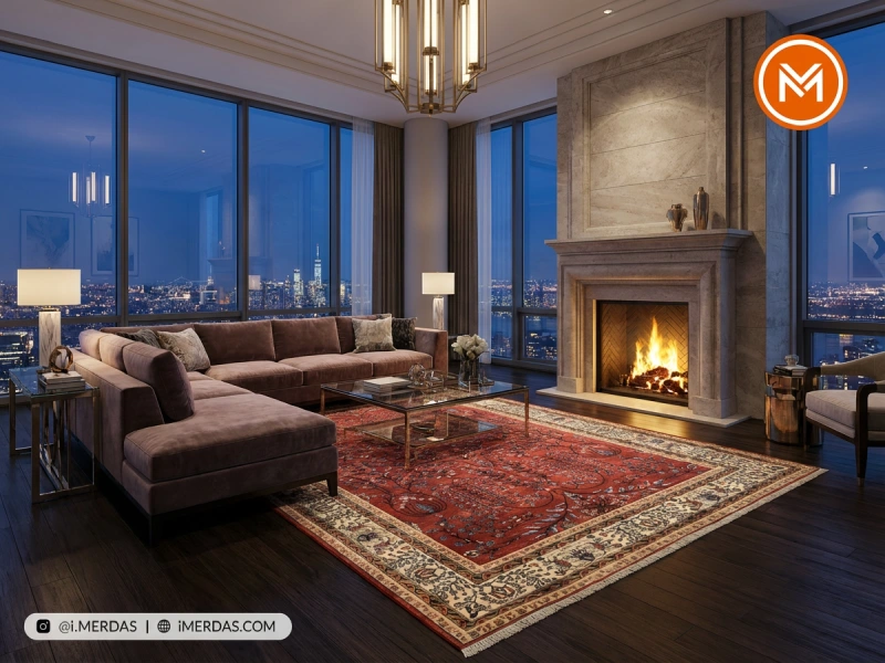 خرید فرش کهنه نما و قیمت فرش کهنه نما کد 100352 زمینه لاکی از مرداس