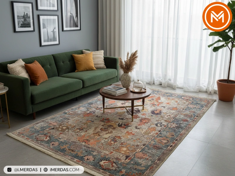 فرش کهنه نما کد 20853 زمینه تمام رنگ