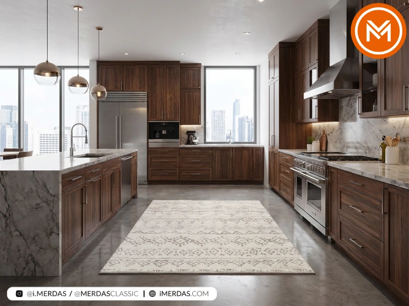 خرید فرش آشپزخانه مراکشی کد 41301 زمینه کرم از مرداس