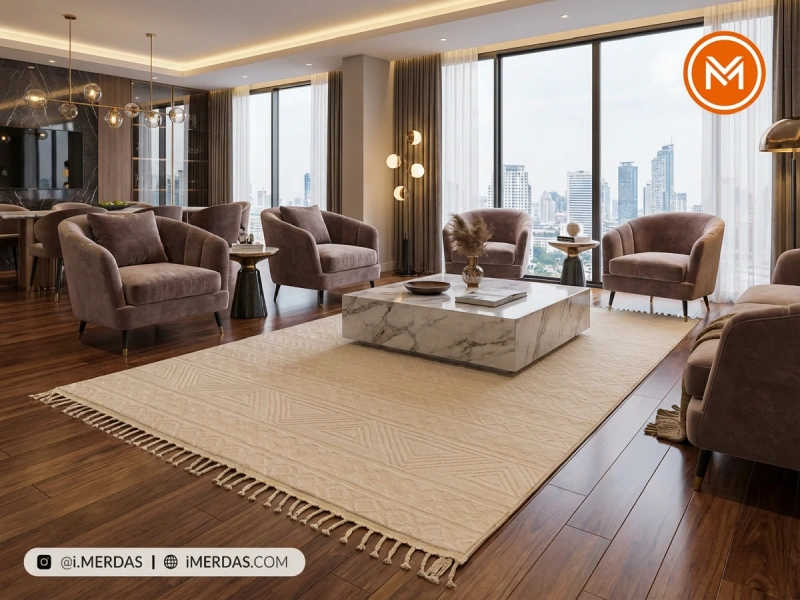 فرش ایکیا کد 41306 زمینه کرم کرم