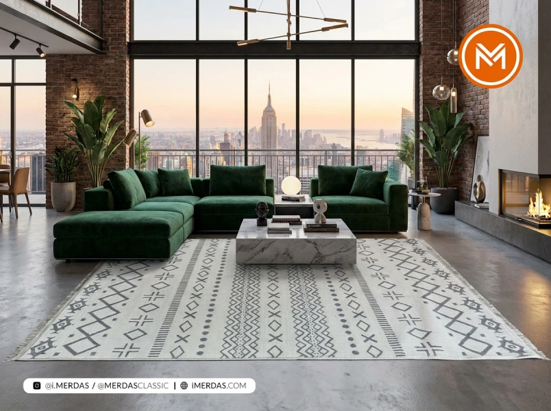 فرش مراکشی کد 41309 زمینه کرم نقره ای