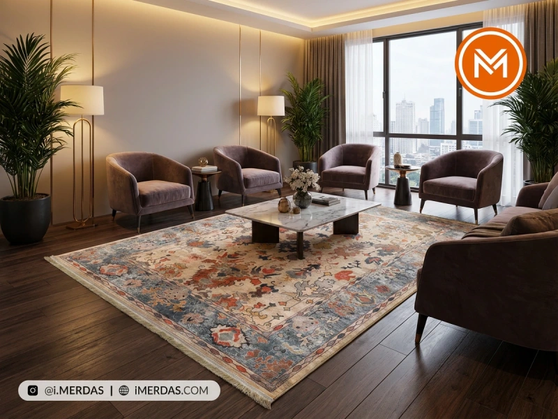 فرش کهنه نما کد 20855 زمینه تمام رنگ