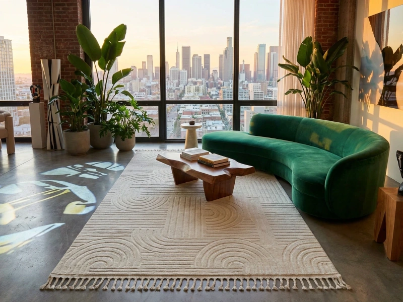 فرش ایکیا کد 42307 زمینه کرم بژ