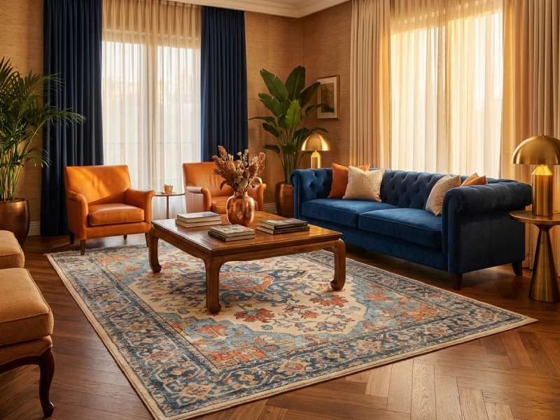 فرش کهنه نما کد 21731 زمینه تمام رنگ